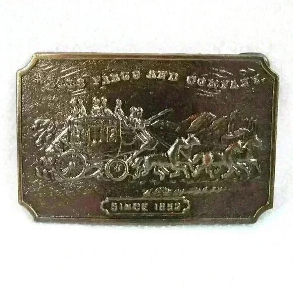 Other - Vintage Belt Buckle Wells Fargo & Company 1852 Metal Western Style Horse Coach
